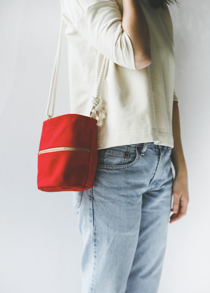 Lotfi Mini Bucket Bag in Red Lotfi Mini Bucket Bag in Red