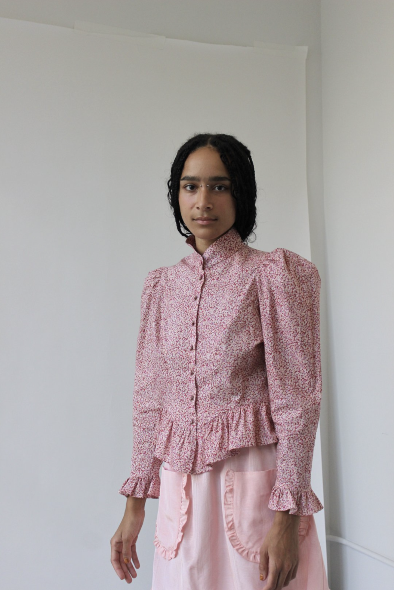 BATSHEVA Grace Blouse Burgundy Floral Garmentory