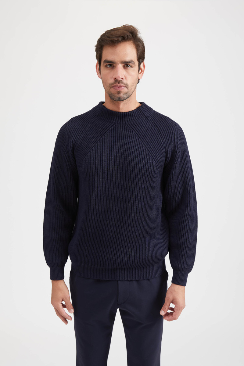 Batoner SIGNATURE WOOL MOCK NECK SWEATER - NAVY | Garmentory