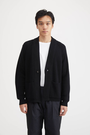 Batoner SIGNATURE WOOL SHAWL COLLAR CARDIGAN - BLACK | Garmentory