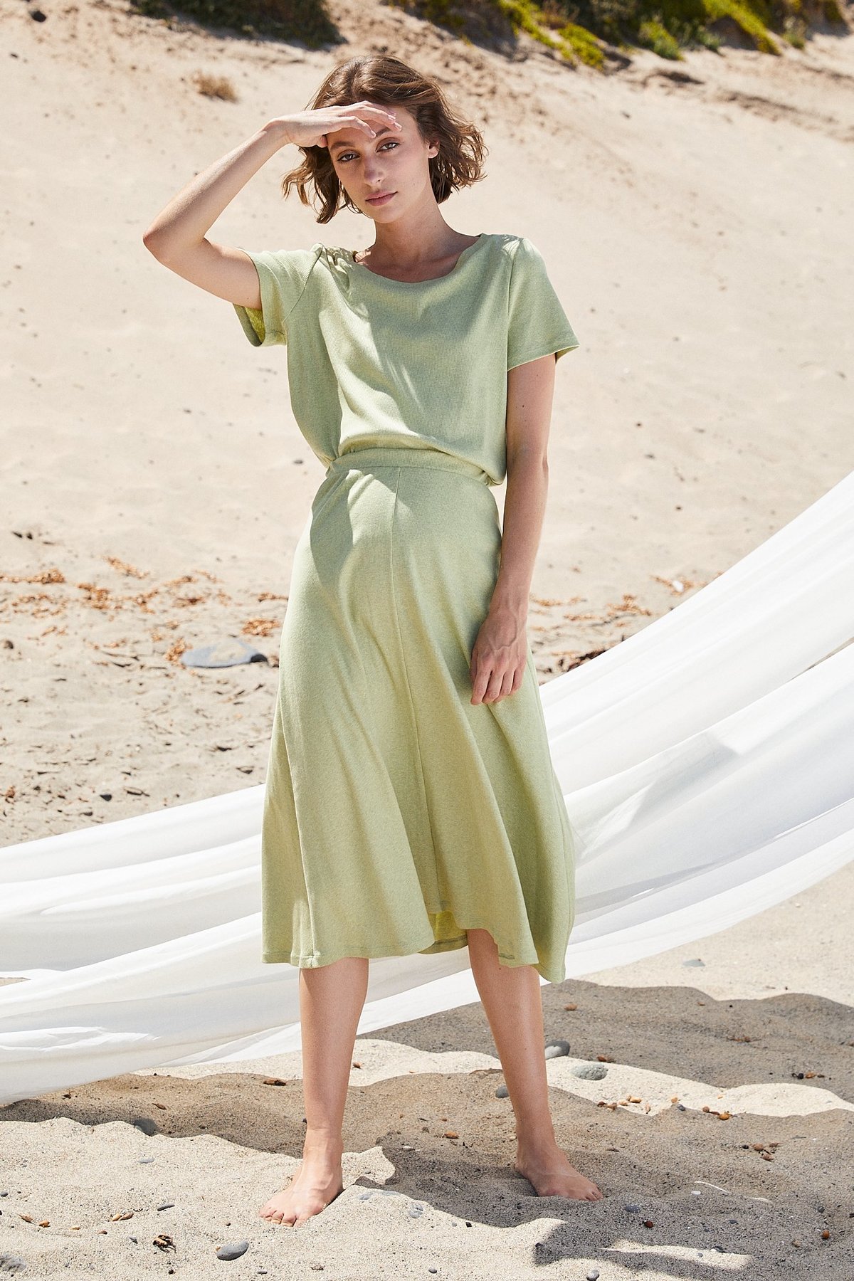 Lois Hazel Rib Skirt - Pistachio - Image 1 of 8