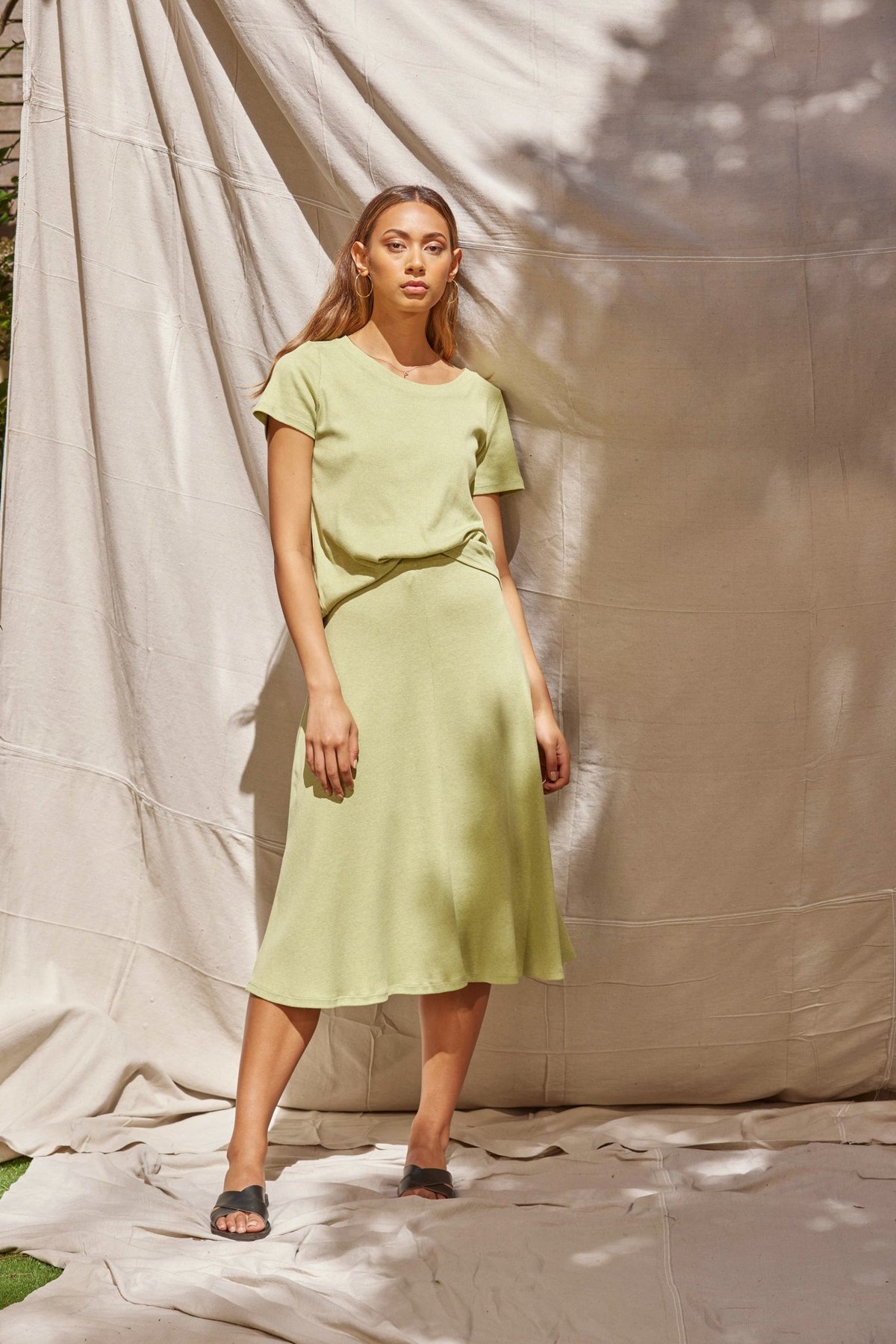 Lois Hazel Rib Skirt - Pistachio - Image 4 of 8