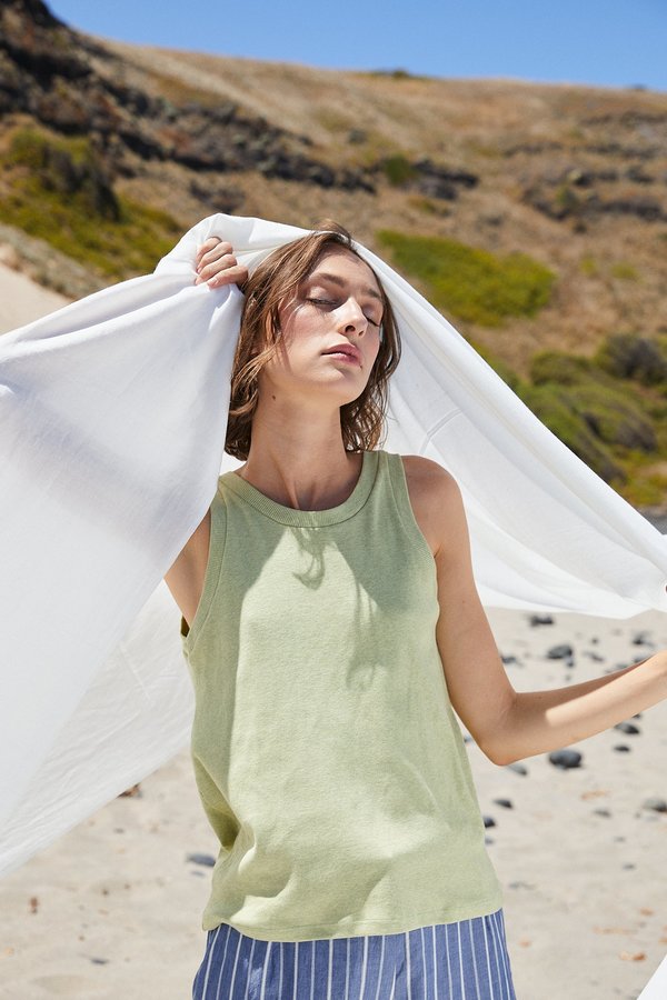 Lois Hazel Rib Tank - Pistachio Lois Hazel Rib Tank - Pistachio