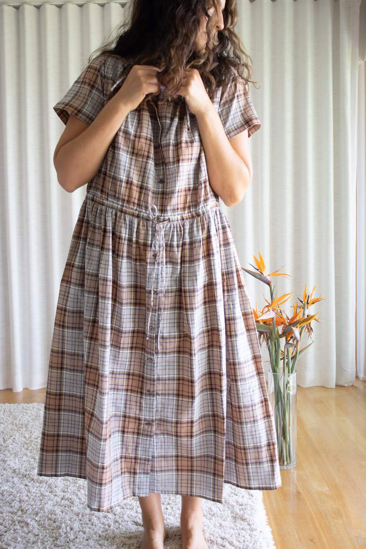 Caron Callahan Agatha Shirt Dress Brown Plaid - Main Image