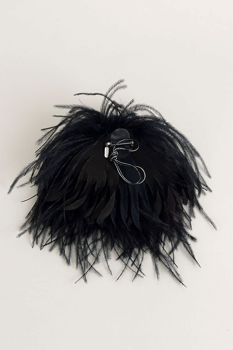 INDRESS Ostrich Feather Brooch Hairpiece - Midnight Blue | Garmentory