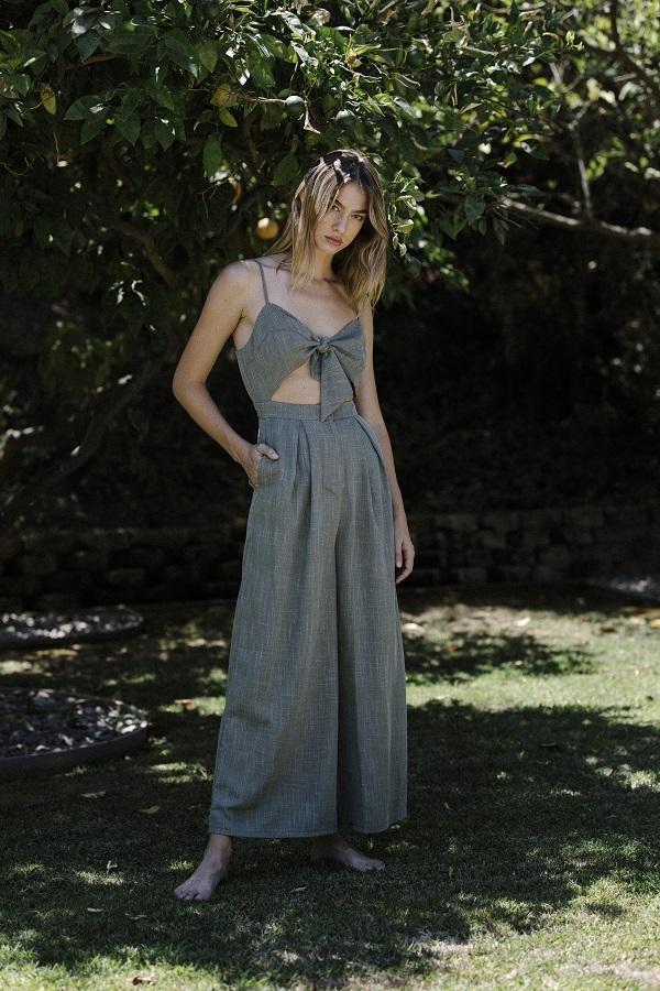Six Crisp Days Thithi Jumpsuit - Olive Six Crisp Days Thithi Jumpsuit - Olive