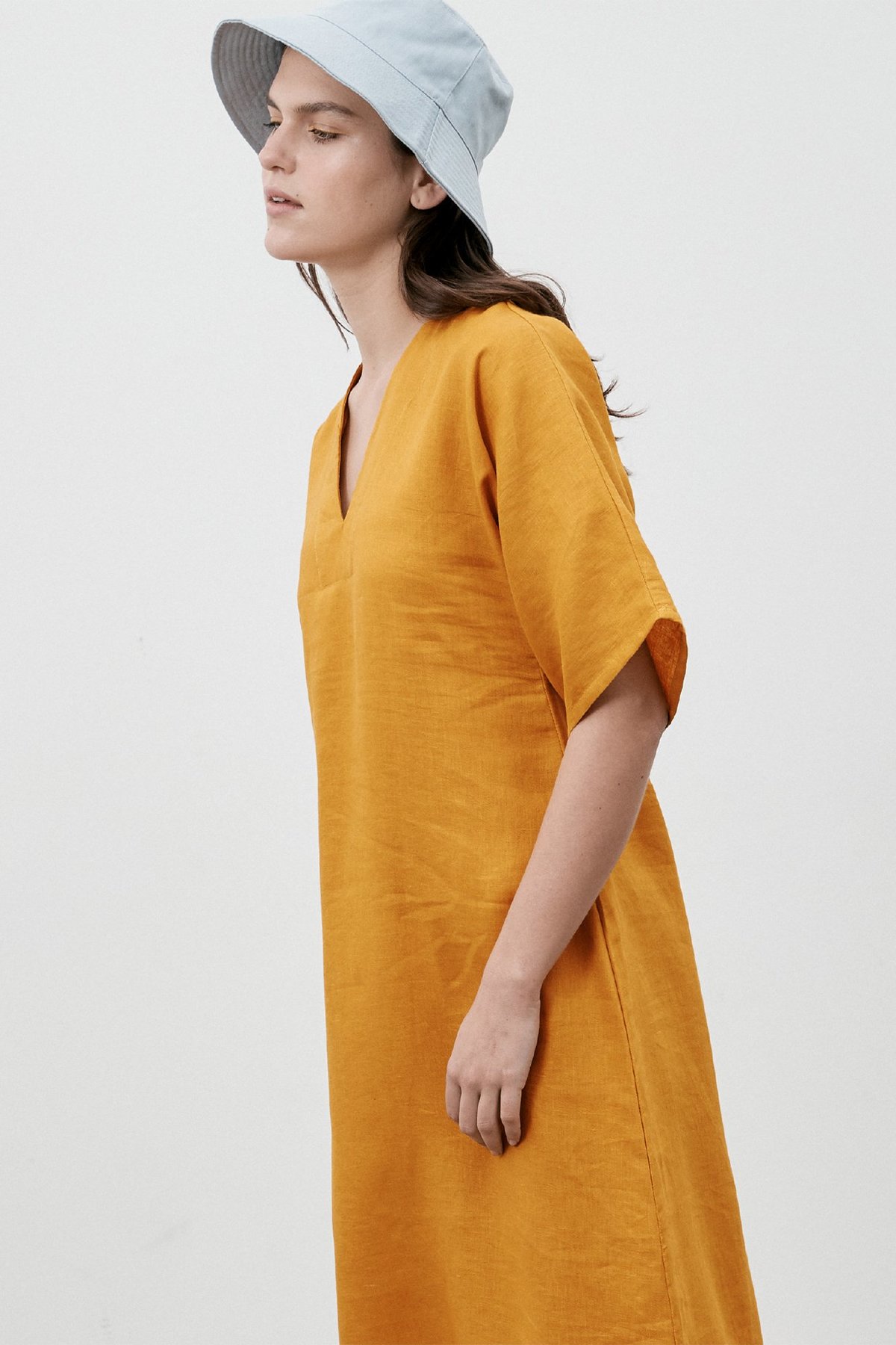Kyoto Dress In Oatmeal Cotton Linen