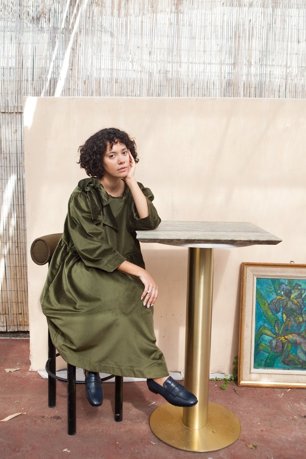 Cawley Mary Velvet Dress - Moss Green | Garmentory
