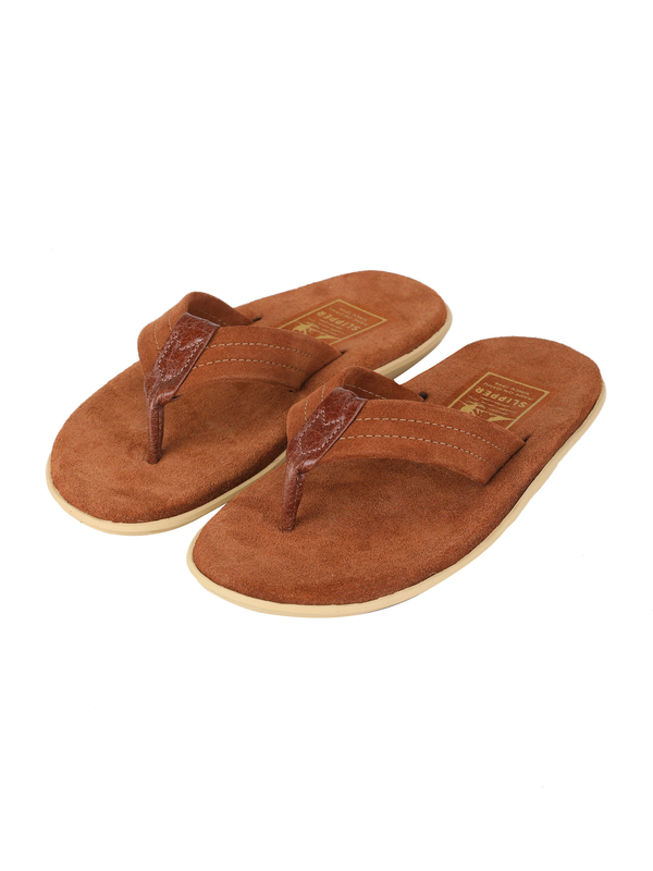 ISLAND SLIPPER Suede Sandal With Leather Thong PEANUT/COGNAC