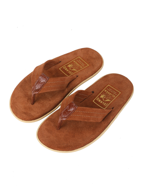未使用品 SLIPPER PEANUT SUEDE us6 24cm ISLAND SLIPPER Suede Sandal With Leather Thong - PEANUT/COGNAC