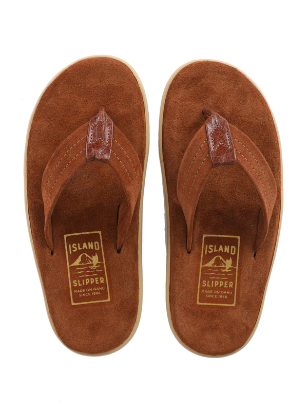 未使用品 SLIPPER PEANUT SUEDE us6 24cm ISLAND SLIPPER Suede Sandal With Leather Thong - PEANUT/COGNAC