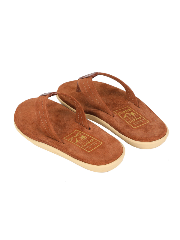 ISLAND SLIPPER Suede Sandal With Leather Thong - PEANUT  display picture 2