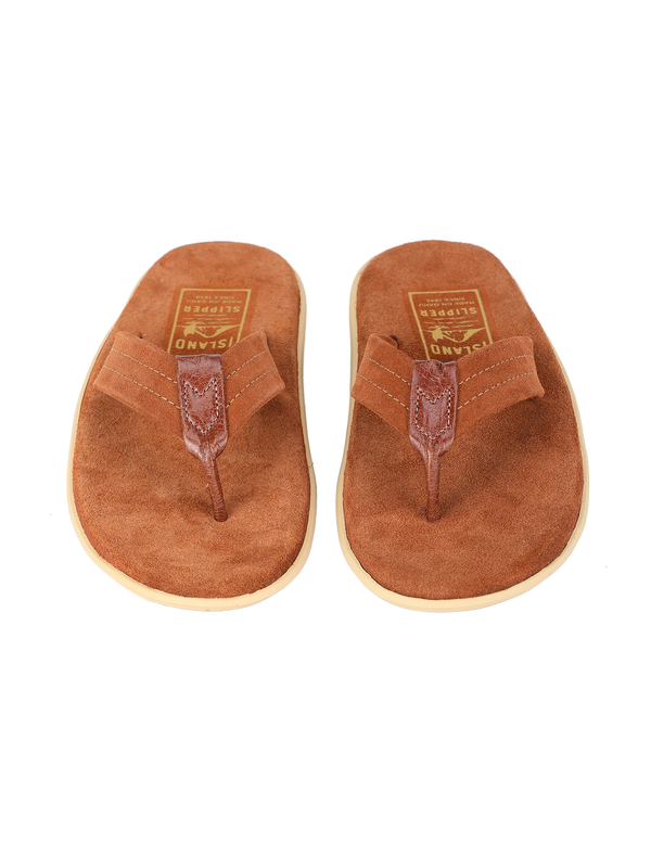 ISLAND SLIPPER Suede Sandal With Leather Thong - PEANUT/COGNAC