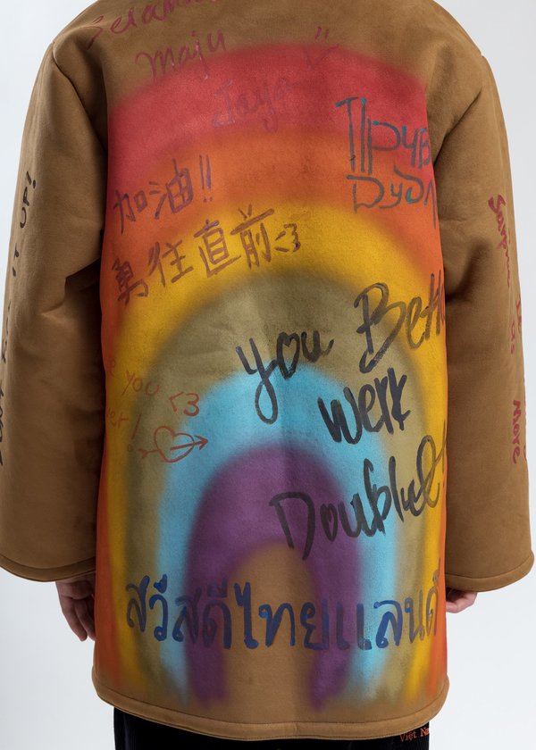 Doublet Message Hand-Painted Mouton Coat - Camel | Garmentory Doublet Message Hand-Painted Mouton Coat - Camel | Garmentory