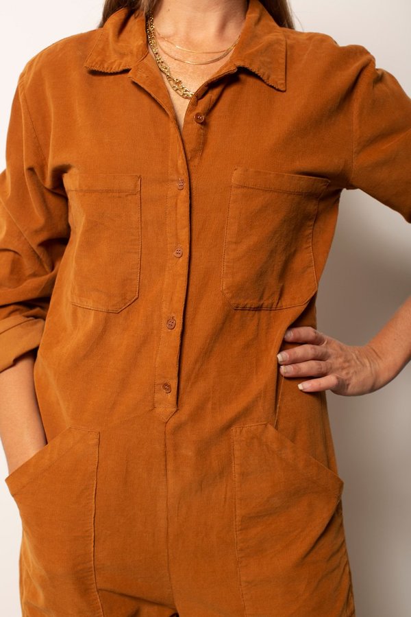 Lacausa Corduroy Charlie Jumpsuit - Bourbon Lacausa Corduroy Charlie Jumpsuit - Bourbon