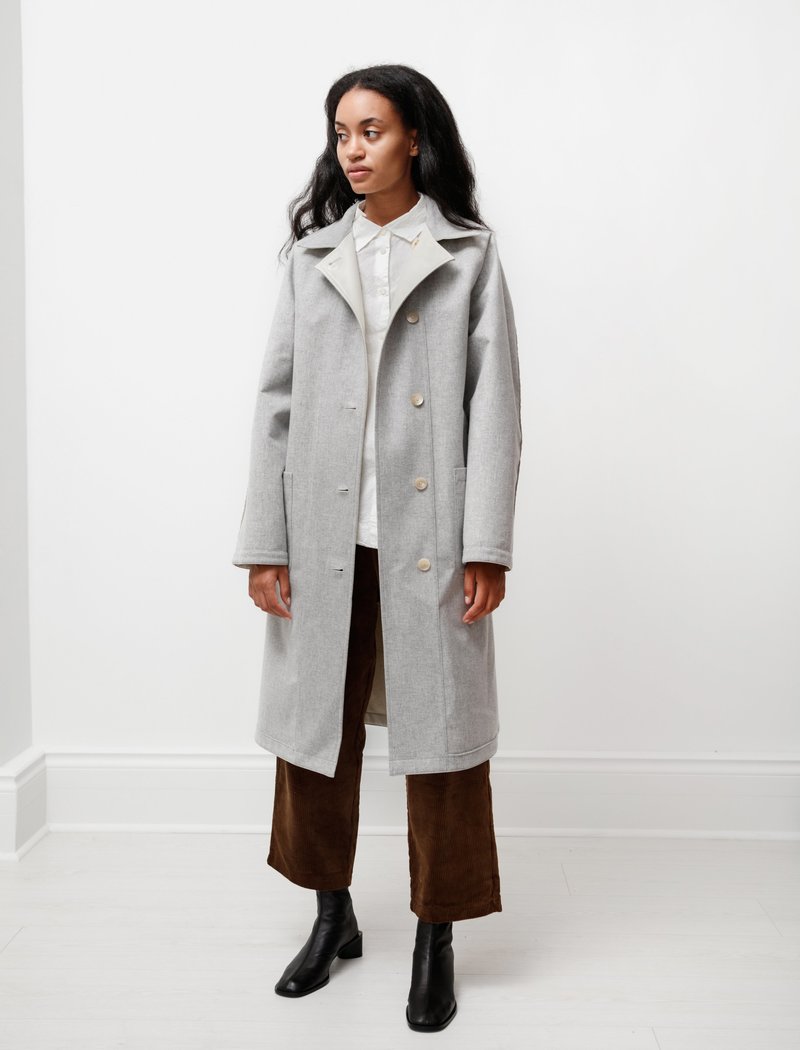 ジャケット・アウター AURALEE Wool cashmere Trench Coat Auralee Wool Cashmere Laminate Coat - Ivory Top Gray
