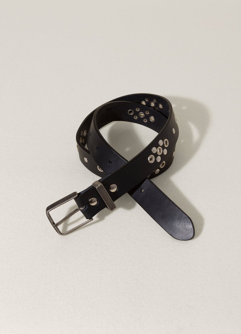Lemaire Cowhide Leather Studded Belt - Black | Garmentory