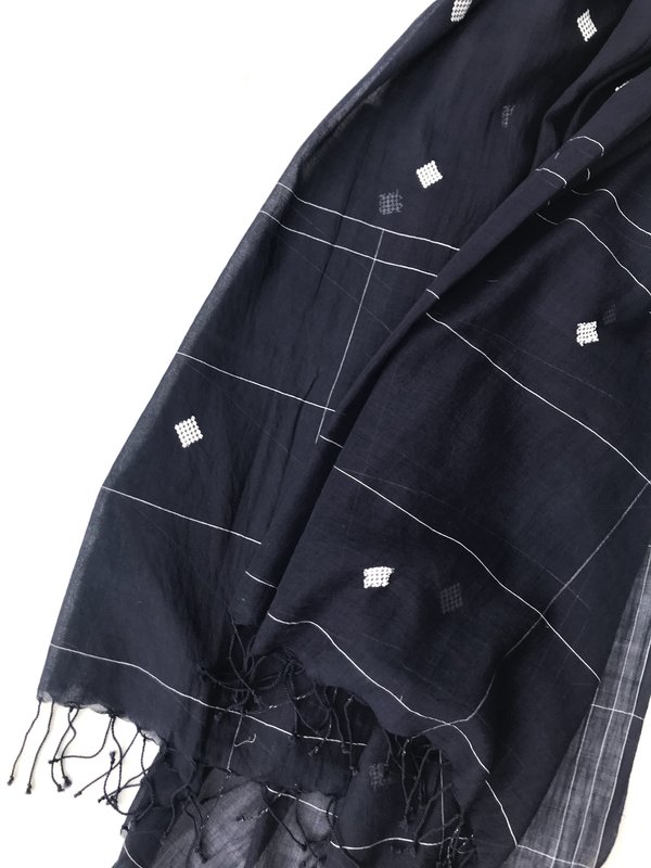 Indigo Handloom Knots Scarf - Navy Indigo Handloom Knots Scarf - Navy