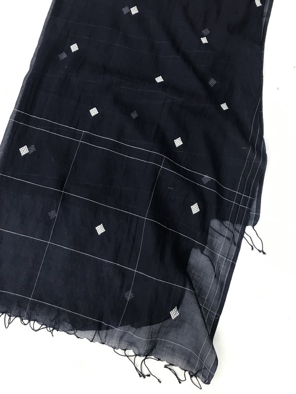 Indigo Handloom Knots Scarf - Navy Indigo Handloom Knots Scarf - Navy