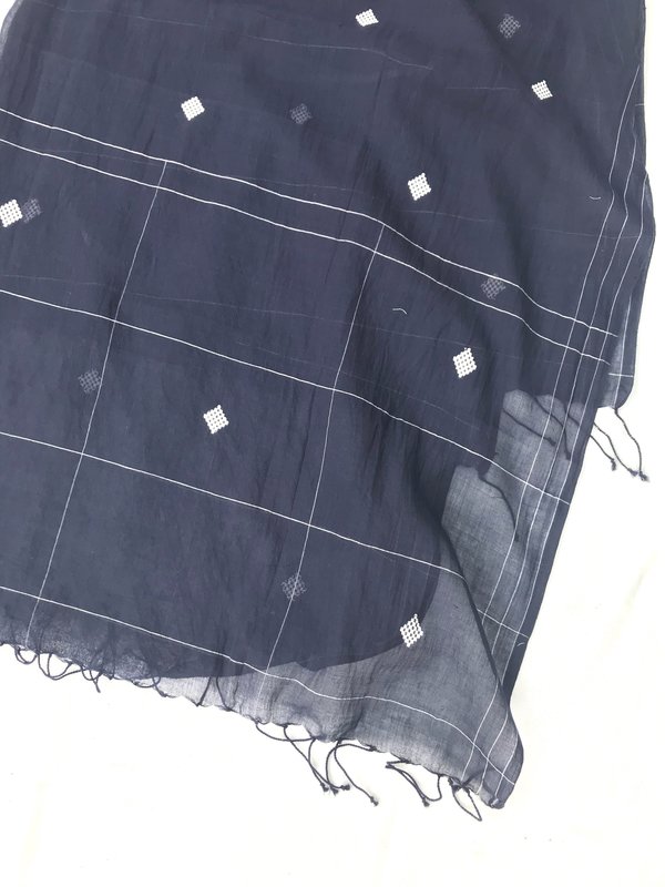 Indigo Handloom Knots Scarf - Navy Indigo Handloom Knots Scarf - Navy