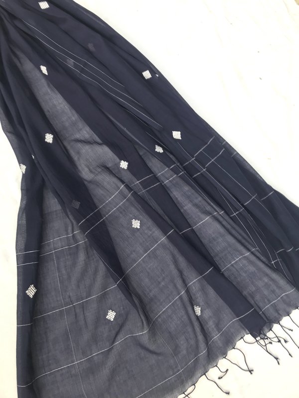 Indigo Handloom Knots Scarf - Navy Indigo Handloom Knots Scarf - Navy