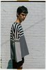 Ecru & Navy Striped Knit Cotton Cashmere Oversized Sweatshirt - Thumbnail 5