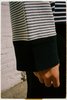 Ecru & Navy Striped Knit Cotton Cashmere Oversized Sweatshirt - Thumbnail 7