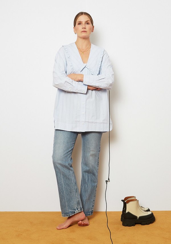 ganni stripe cotton oversized shirt