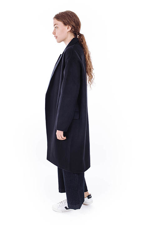 Achro Long Coat in Navy Achro Long Coat in Navy