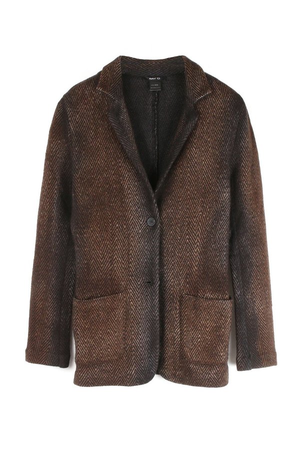 Avant Toi Houndstooth Knit Blazer - Brown