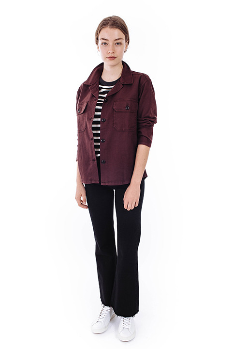 THE GREAT The Army Shirt Jacket in Wine THE GREAT The Army Shirt Jacket in Wine