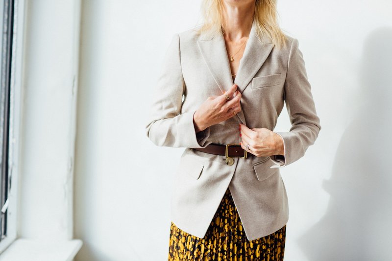 VINCE Wool Flannel Boyfriend Blazer Heather Oatmeal