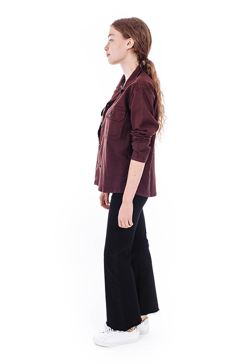 THE GREAT The Army Shirt Jacket in Wine THE GREAT The Army Shirt Jacket in Wine