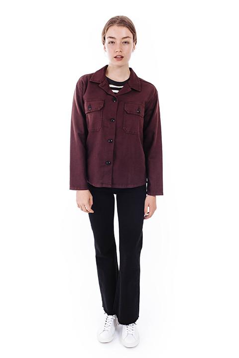 THE GREAT The Army Shirt Jacket in Wine THE GREAT The Army Shirt Jacket in Wine