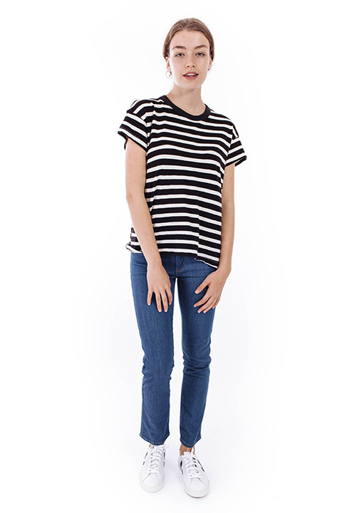 The Great The Boxy Crew in Black & White Stripe The Great The Boxy Crew in Black & White Stripe