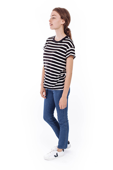 The Great The Boxy Crew in Black & White Stripe The Great The Boxy Crew in Black & White Stripe