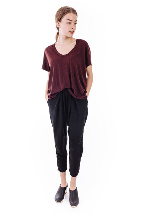 The Great The U-Neck Tee in Dark Wine The Great The U-Neck Tee in Dark Wine
