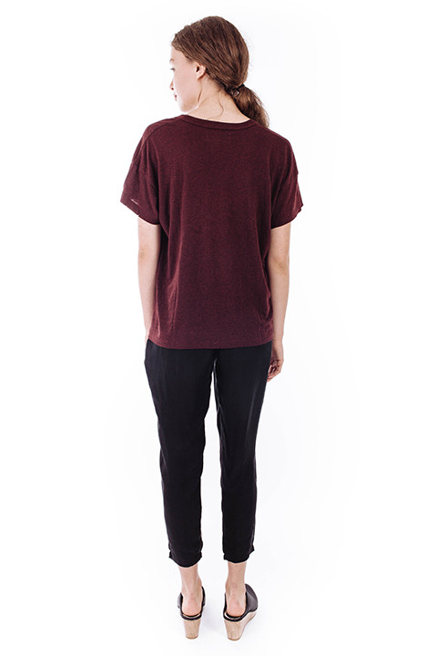 The Great The U-Neck Tee in Dark Wine The Great The U-Neck Tee in Dark Wine