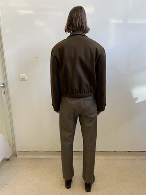 Dark Brown Wool Melton Zipped Blouson | Garmentory