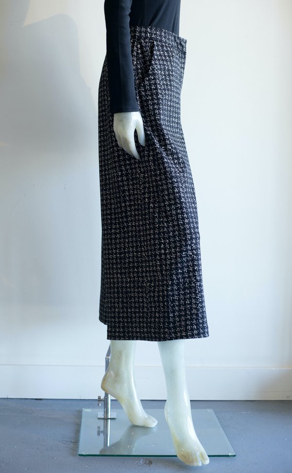 Baci Houndstooth Pleated Wide Leg Trousers - black