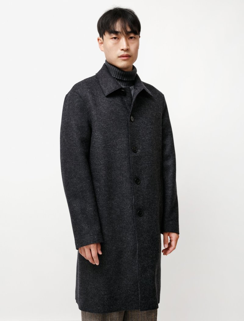 Harris Wharf London Mac Coat Double Faced Twill - Charcoal 