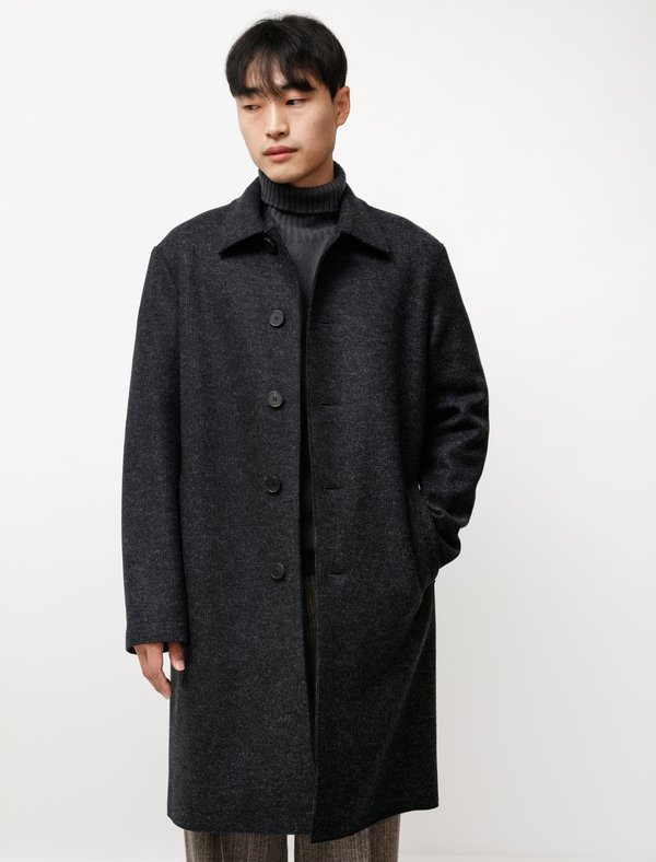 Harris Wharf London Mac Coat Double Faced Twill Charcoal