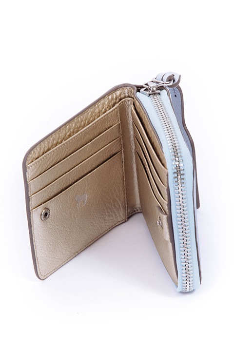 Mini Block Wallet in Blue and Metallic by The Horse Mini Block Wallet in Blue and Metallic by The Horse