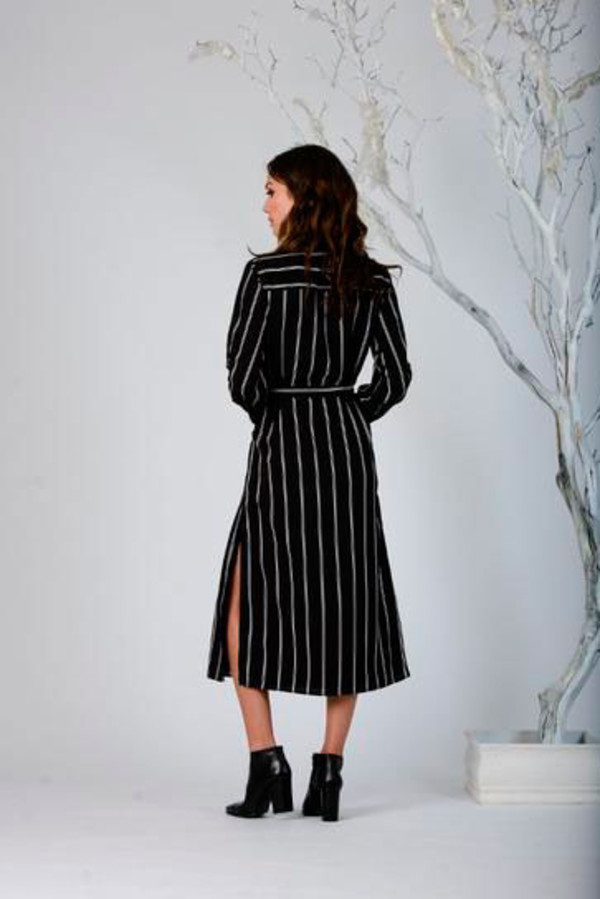 LUCCA Button-Up Stripe Shirtdress