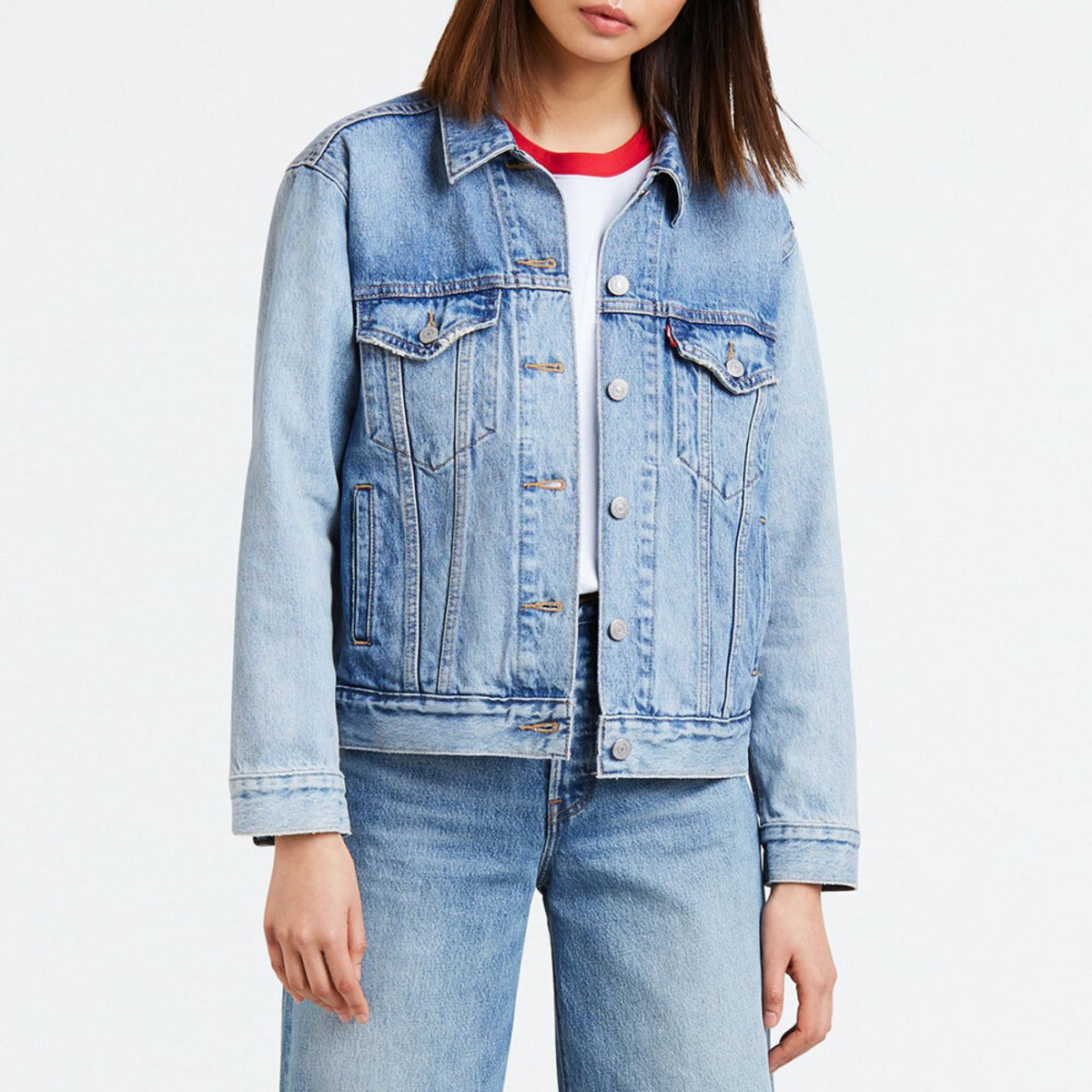 Giacca Denim Levi's Donna Premium Ex-Boyfriend Trucker – Colore Lavanda Chalky - Foto 2