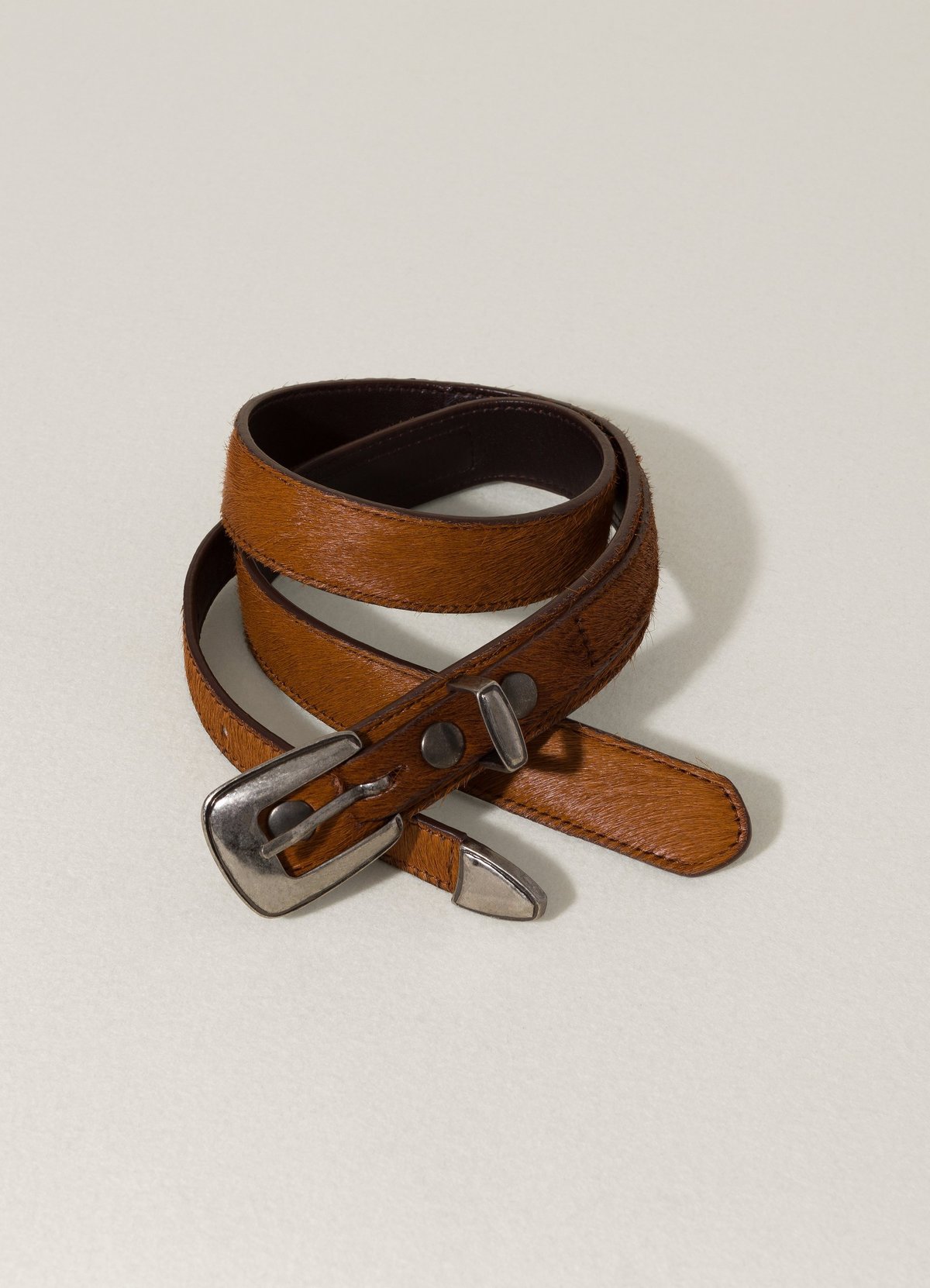 Cowhide thin belt brown size 34