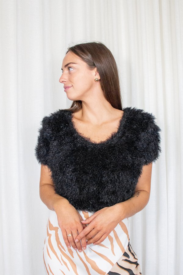 Tach Clothing VIVIEN Metallic Thread Knit Crop Top Garmentory