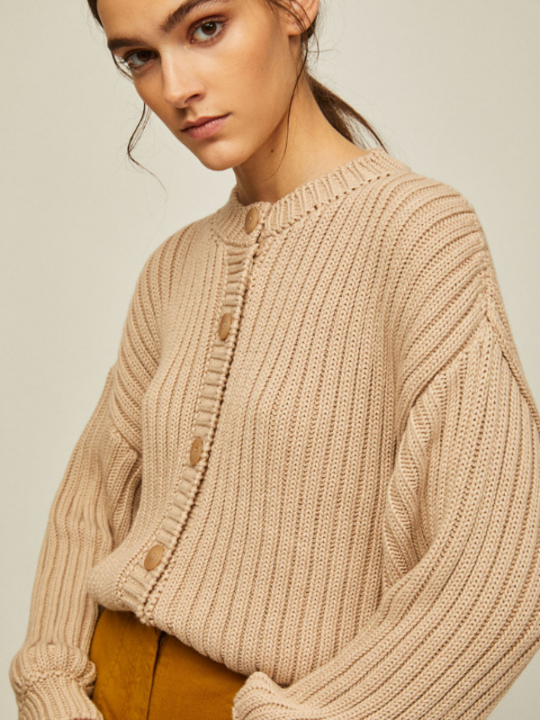Rita Row Open Knitted Cardigan - Nude 