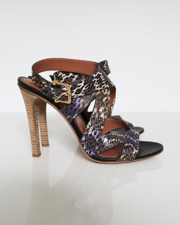 grey snakeskin sandals