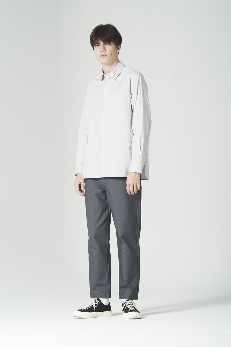 Still By Hand Regular Collar Shirt - Light Grey | Garmentory
